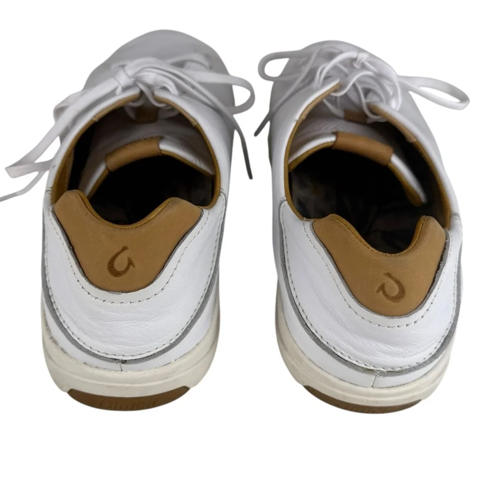 Olu Kai Men's Lae'ahi Li 'lli White Leather Drop Heel Casual Sneaker size 11.5 - Picture 3 of 9